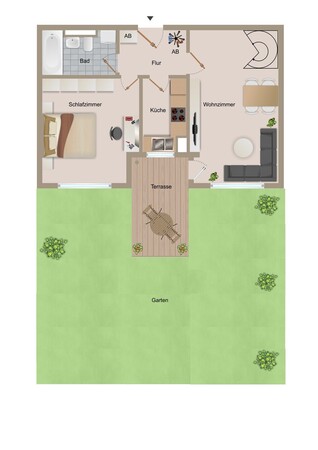 Grundriss EG mit Garten