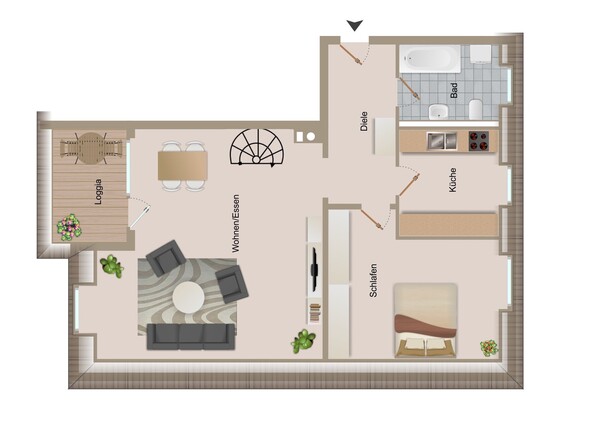 Grundriss Maisonette - vermietete Wohnung